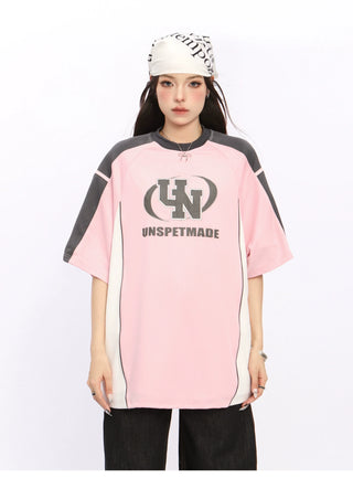 Oversized letter graphic blokette top