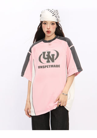 Oversized letter graphic blokette top