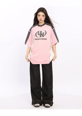 Oversized letter graphic blokette top