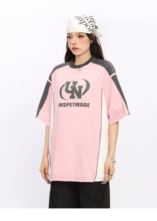 Oversized letter graphic blokette top