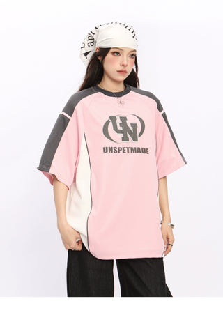 Oversized letter graphic blokette top