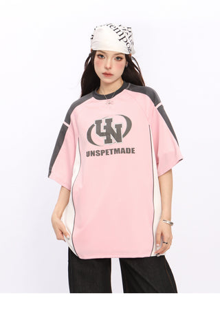 Oversized letter graphic blokette top