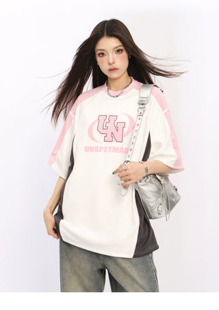 Oversized letter graphic blokette top