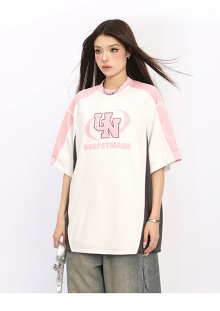 Oversized letter graphic blokette top