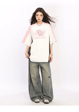 Oversized letter graphic blokette top