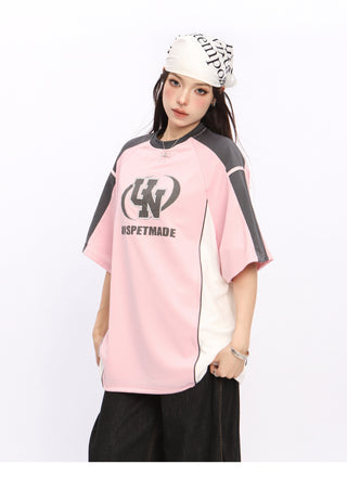 Oversized letter graphic blokette top