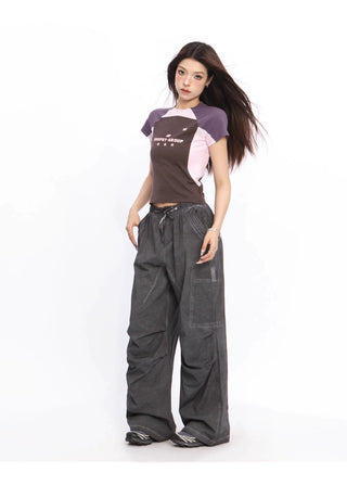 Wide-leg perachute trousers