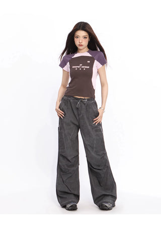 Wide-leg perachute trousers