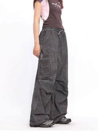 Wide-leg perachute trousers