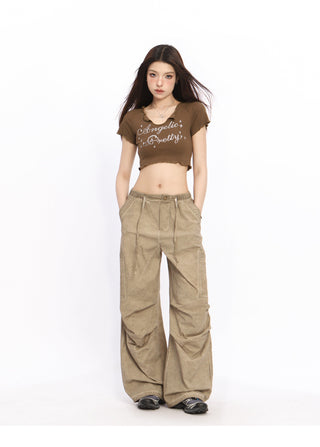 Wide-leg perachute trousers