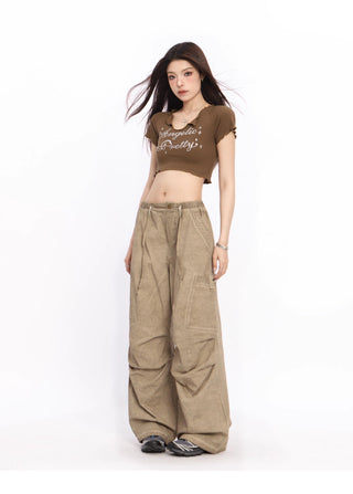 Wide-leg perachute trousers