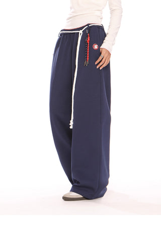 Drawstring wide-leg trousers