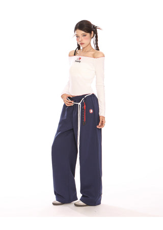 Drawstring wide-leg trousers