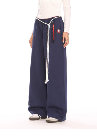 Drawstring wide-leg trousers