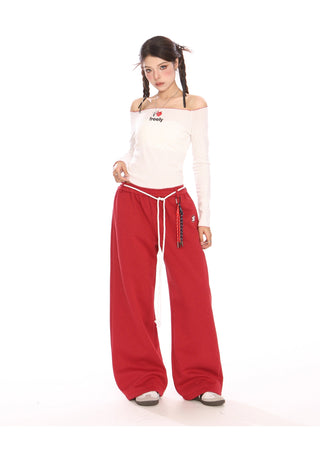 Drawstring wide-leg trousers