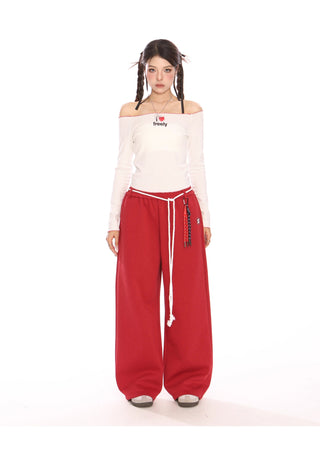 Drawstring wide-leg trousers