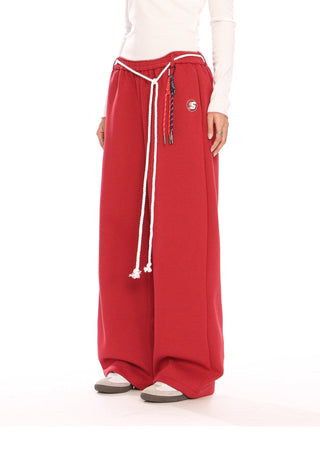 Drawstring wide-leg trousers