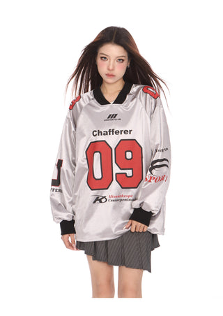 Blokecore sporty graphic oversized top