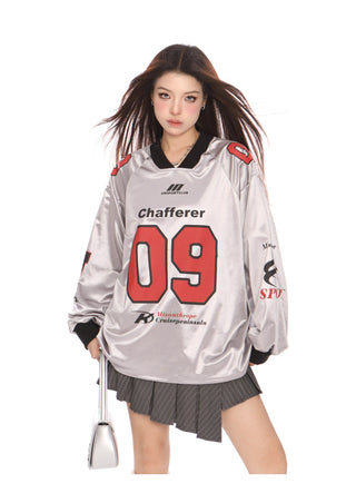 Blokecore sporty graphic oversized top