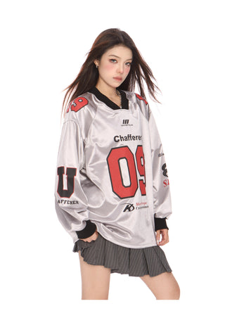 Blokecore sporty graphic oversized top