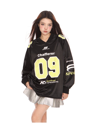 Blokecore sporty graphic oversized top