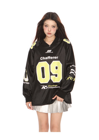 Blokecore sporty graphic oversized top