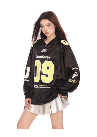 Blokecore sporty graphic oversized top