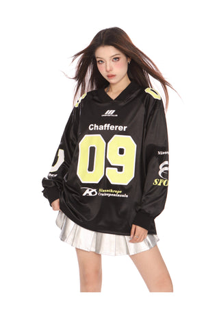 Blokecore sporty graphic oversized top