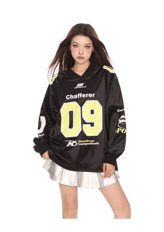 Blokecore sporty graphic oversized top