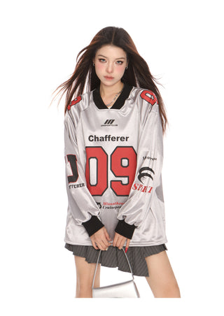 Blokecore sporty graphic oversized top