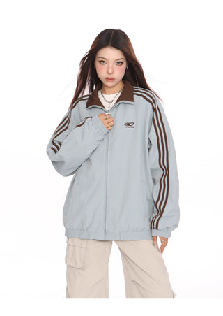 Striped oversized sporty jacket