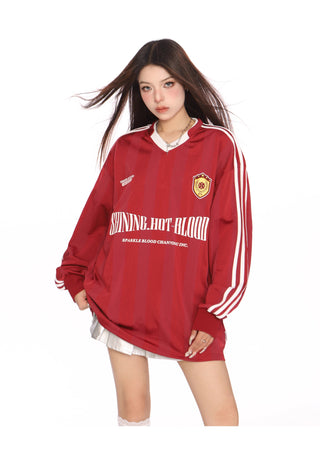 Retro sporty graphic oversized jersey