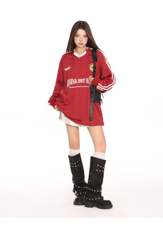 Retro sporty graphic oversized jersey