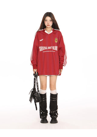 Retro sporty graphic oversized jersey