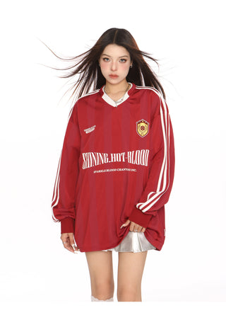 Retro sporty graphic oversized jersey