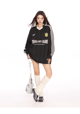 Retro sporty graphic oversized jersey