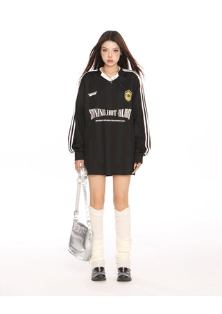 Retro sporty graphic oversized jersey