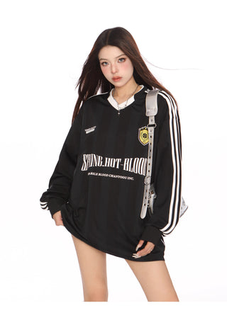 Retro sporty graphic oversized jersey