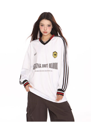 Retro sporty graphic oversized jersey