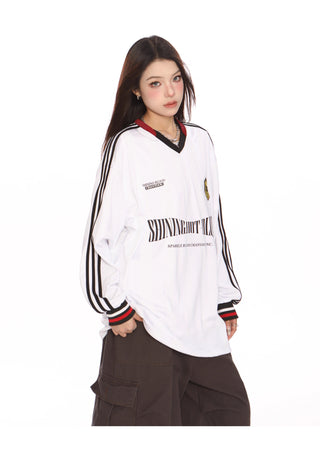 Retro sporty graphic oversized jersey