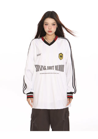 Retro sporty graphic oversized jersey