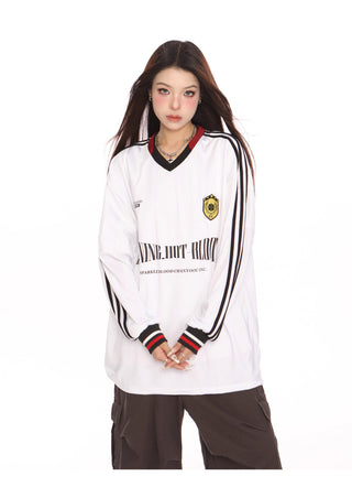 Retro sporty graphic oversized jersey