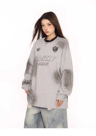 Distressed oversized sporty top