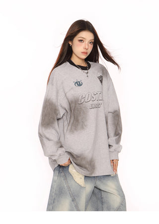 Distressed oversized sporty top