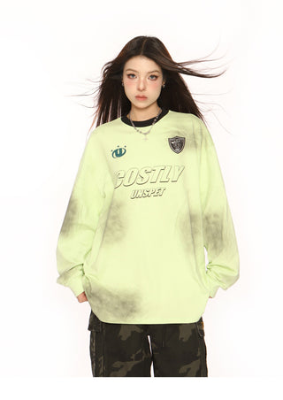 Distressed oversized sporty top