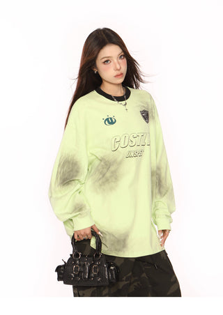 Distressed oversized sporty top