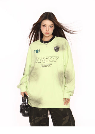 Distressed oversized sporty top