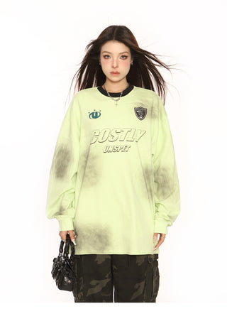 Distressed oversized sporty top