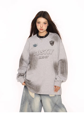 Distressed oversized sporty top