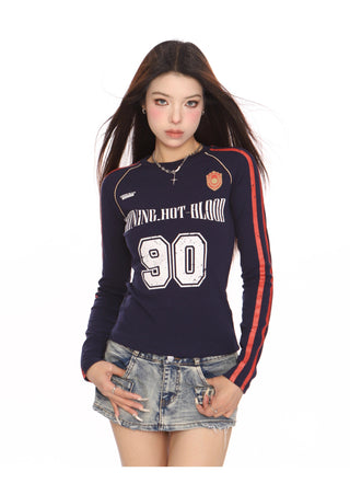 Retro raglan sporty slim top